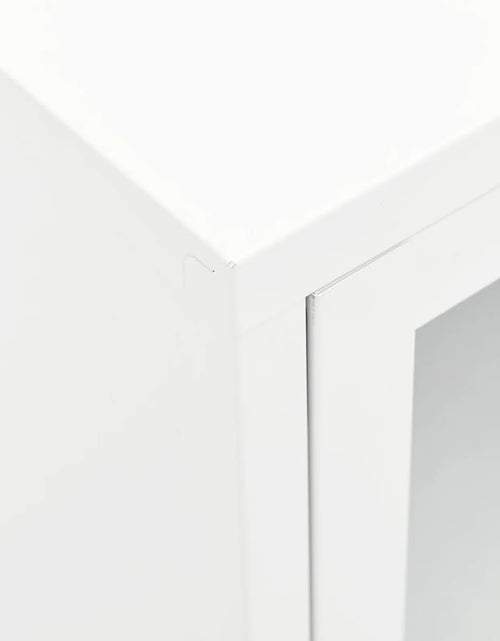 Încărcați imaginea în vizualizatorul Galerie, Dulap TV, alb, 105x35x52 cm, oțel și sticlă Lando - Lando
