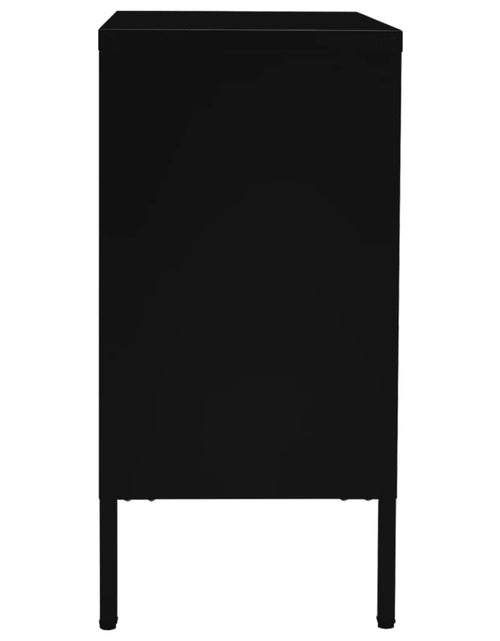 Загрузите изображение в средство просмотра галереи, Servantă, negru, 75x35x70 cm, oțel și sticlă securizată Lando - Lando
