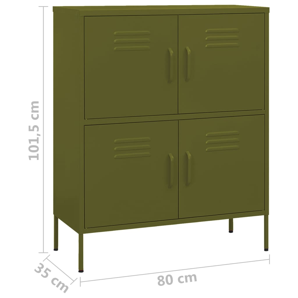 Dulap de depozitare, verde măsliniu, 80x35x101,5 cm, oțel - Lando