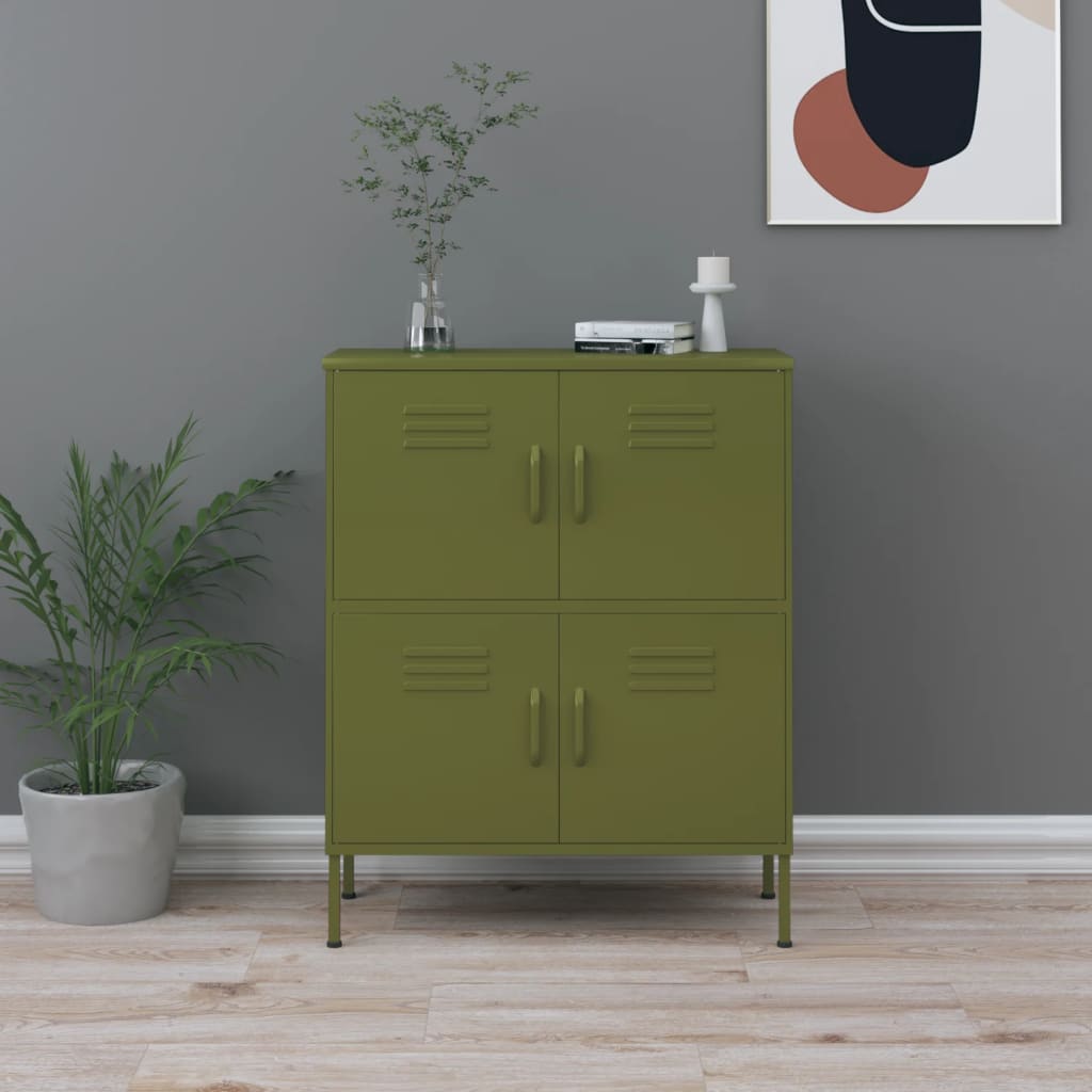 Dulap de depozitare, verde măsliniu, 80x35x101,5 cm, oțel - Lando