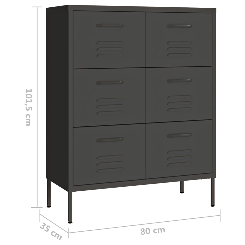 Dulap cu sertare, antracit, 80x35x101,5 cm, oțel - Lando