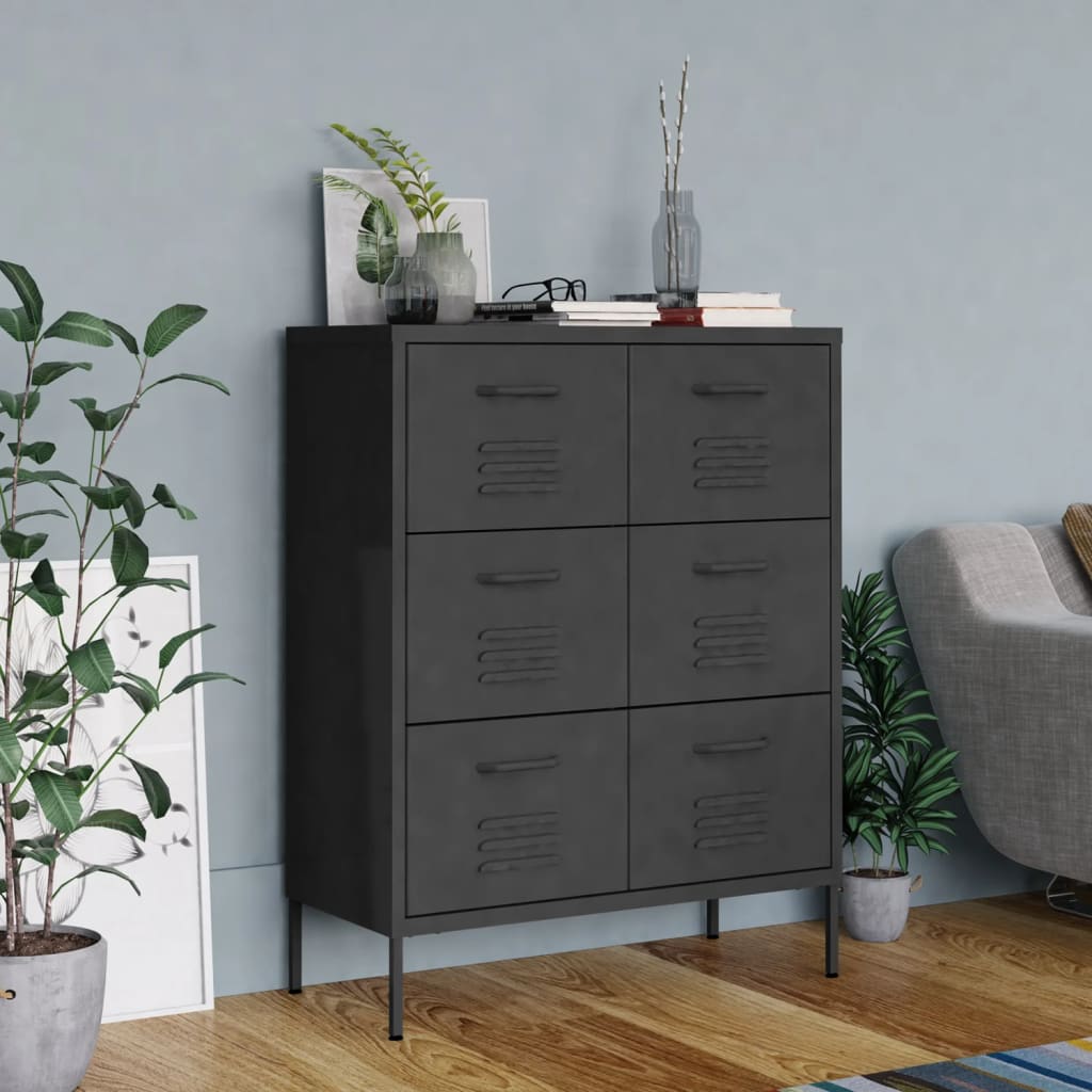 Dulap cu sertare, antracit, 80x35x101,5 cm, oțel - Lando