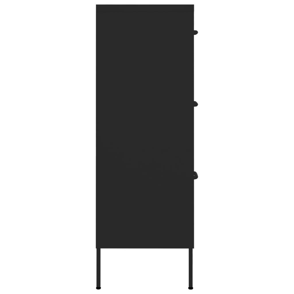 Dulap cu sertare, negru, 80x35x101,5 cm, oțel - Lando