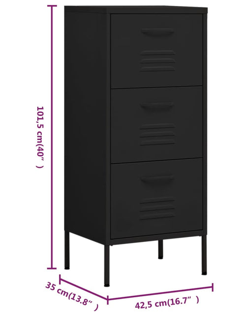 Загрузите изображение в средство просмотра галереи, Dulap de depozitare, negru, 42,5x35x101,5 cm, oțel - Lando
