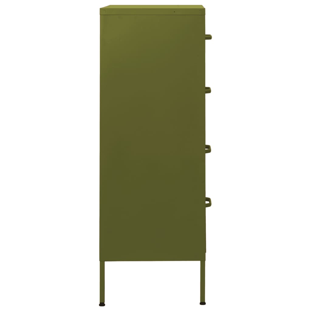 Comodă cu sertare, verde măsliniu, 80x35x101,5 cm oțel - Lando