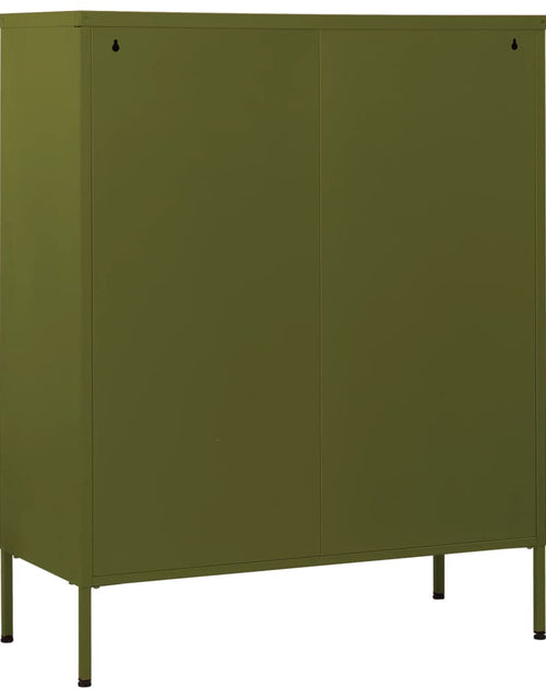 Загрузите изображение в средство просмотра галереи, Comodă cu sertare, verde măsliniu, 80x35x101,5 cm oțel - Lando
