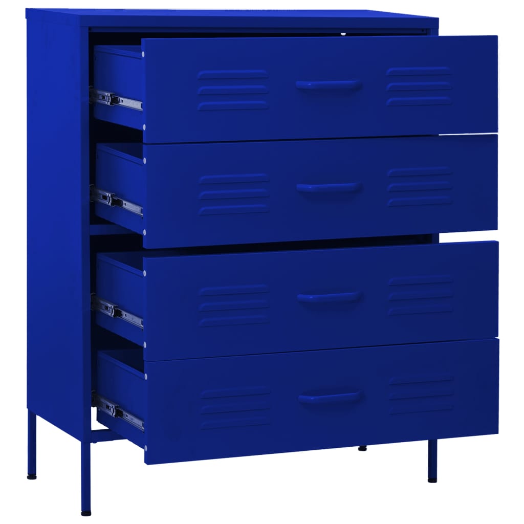 Comodă cu sertare, bleumarin, 80x35x101,5 cm, oțel - Lando