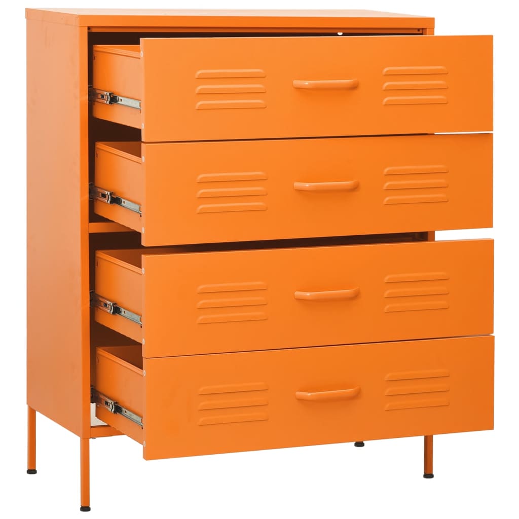 Comodă cu sertare, portocaliu, 80x35x101,5 cm, oțel - Lando