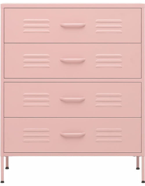 Încărcați imaginea în vizualizatorul Galerie, Comodă cu sertare, roz, 80x35x101,5 cm, oțel - Lando
