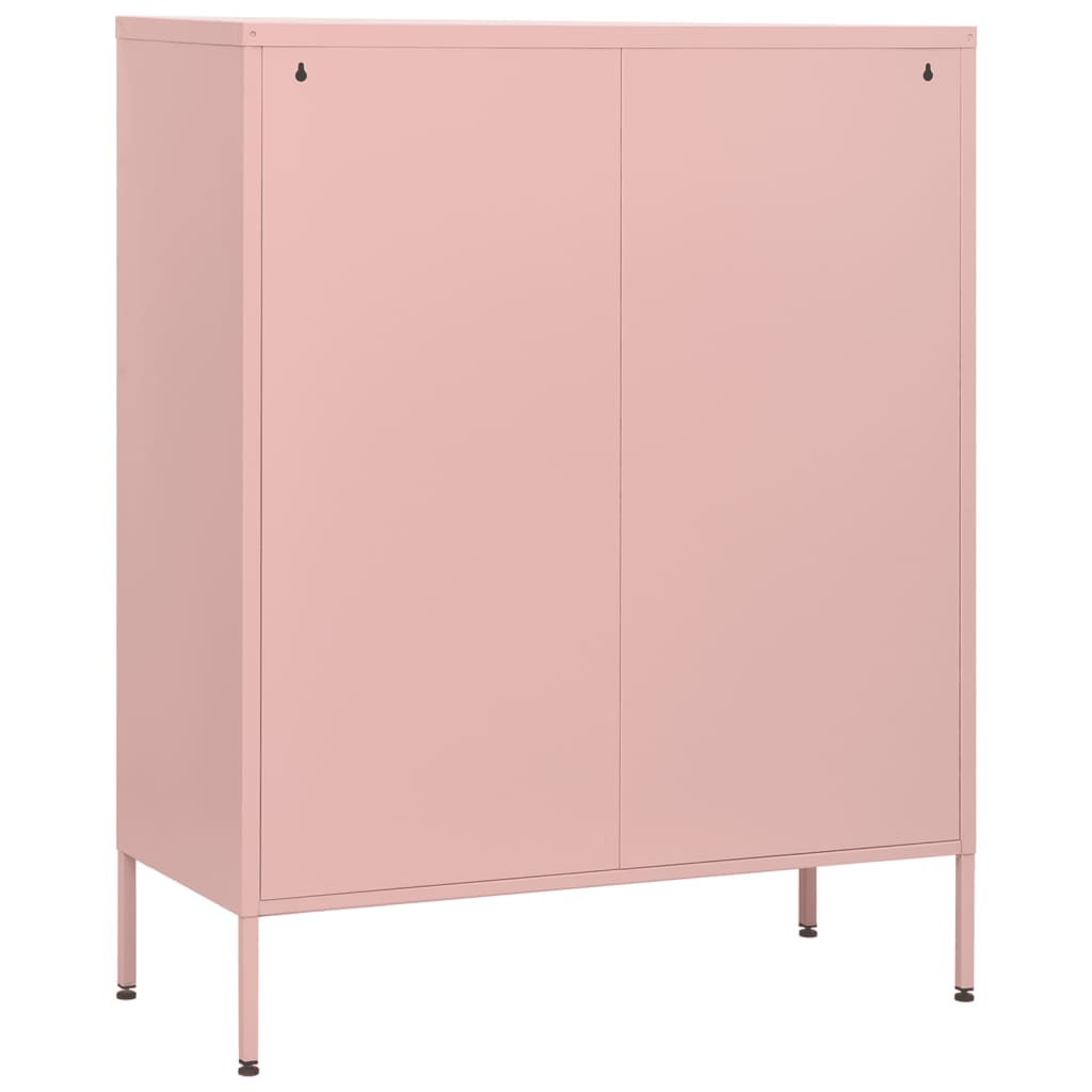Comodă cu sertare, roz, 80x35x101,5 cm, oțel - Lando