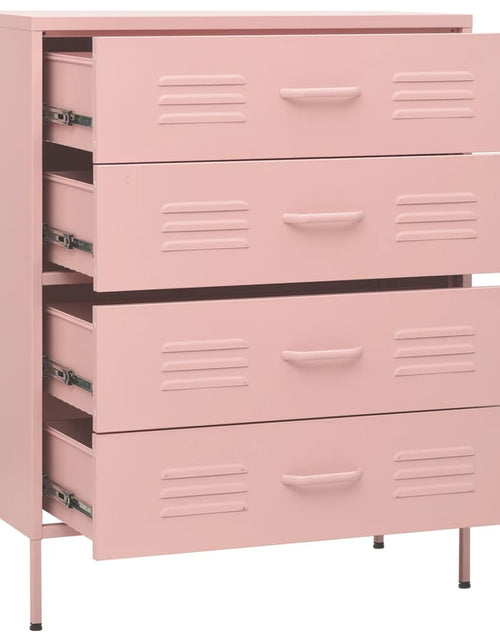 Загрузите изображение в средство просмотра галереи, Comodă cu sertare, roz, 80x35x101,5 cm, oțel - Lando
