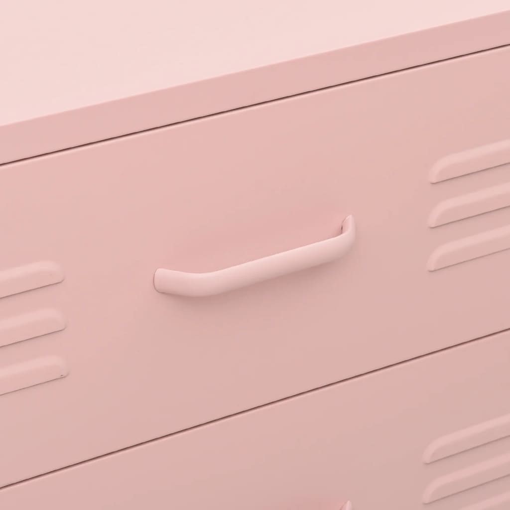 Comodă cu sertare, roz, 80x35x101,5 cm, oțel - Lando