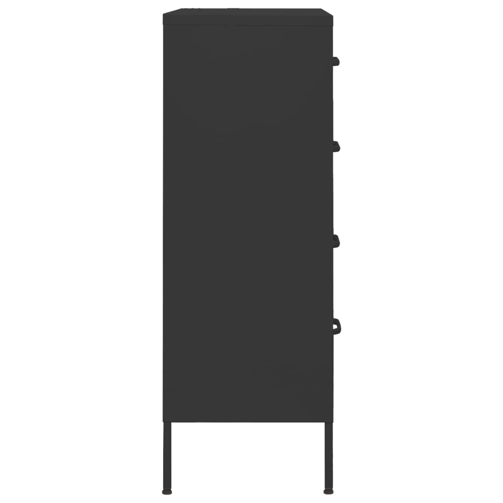 Comodă cu sertare, negru, 80x35x101,5 cm, oțel - Lando