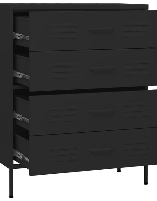 Încărcați imaginea în vizualizatorul Galerie, Comodă cu sertare, negru, 80x35x101,5 cm, oțel - Lando
