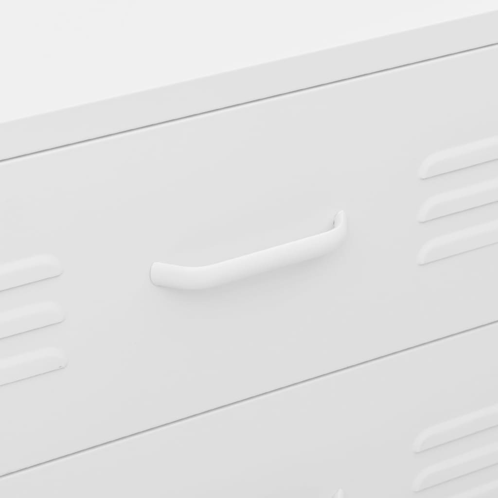 Comodă cu sertare, alb, 80x35x101,5 cm, oțel - Lando