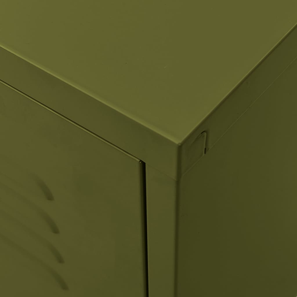 Comodă TV, verde măsliniu, 105x35x50 cm, oțel - Lando