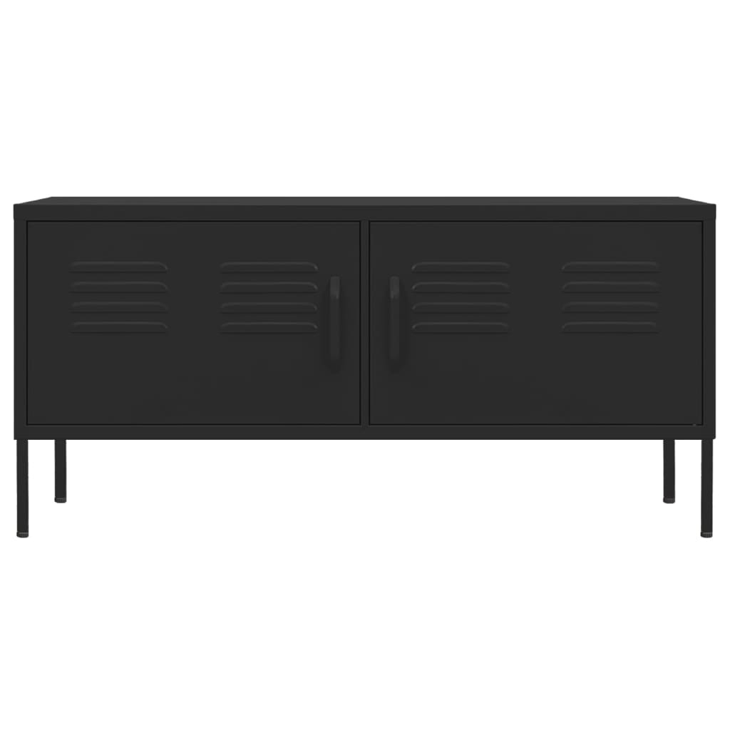 Comodă TV, negru, 105x35x50 cm, oțel - Lando