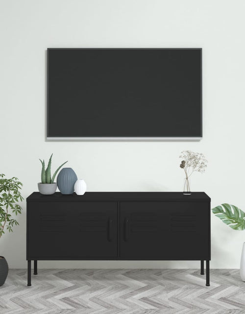 Încărcați imaginea în vizualizatorul Galerie, Comodă TV, negru, 105x35x50 cm, oțel - Lando
