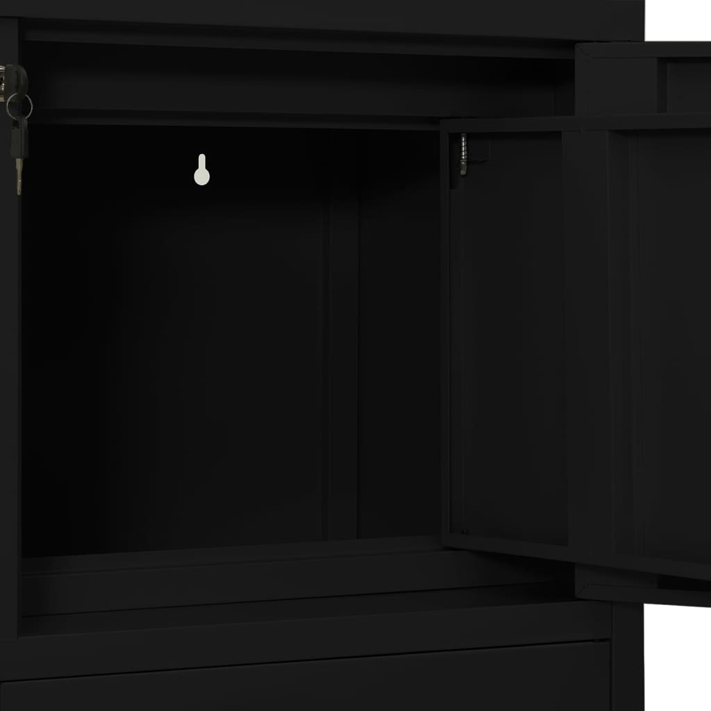 Dulap de birou, negru, 90x40x102 cm, oțel - Lando