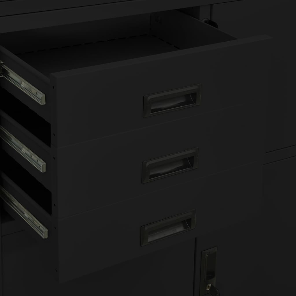 Dulap de birou, negru, 90x40x180 cm, oțel - Lando