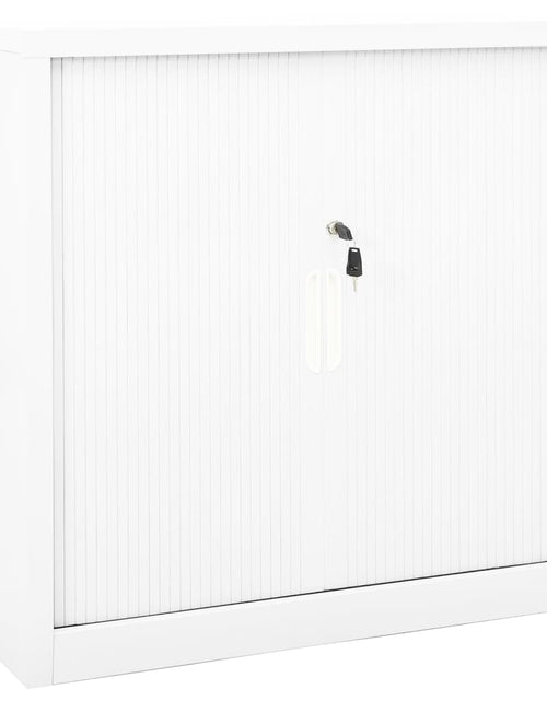 Încărcați imaginea în vizualizatorul Galerie, Dulap cu ușă glisantă, alb, 90x40x90 cm, oțel - Lando
