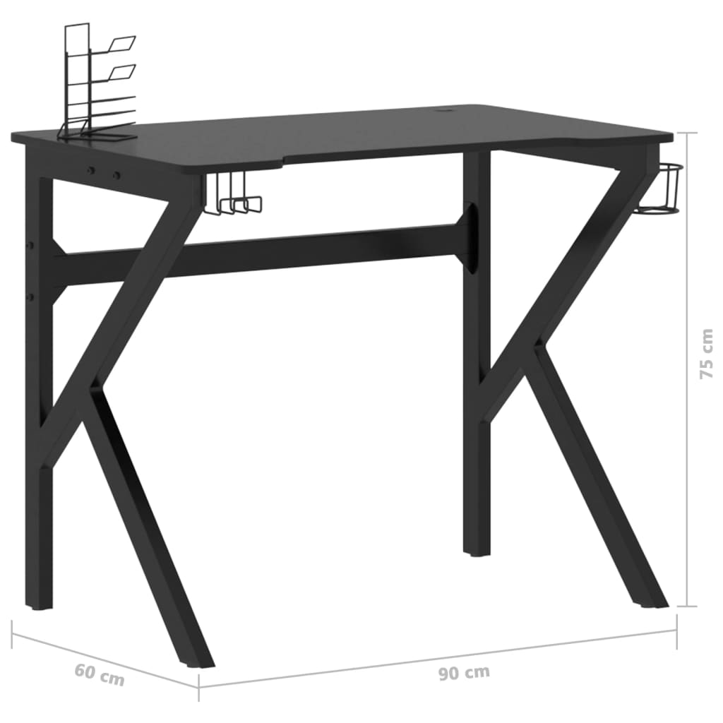 Birou de gaming cu picioare în formă de K, negru, 90x60x75 cm - Lando