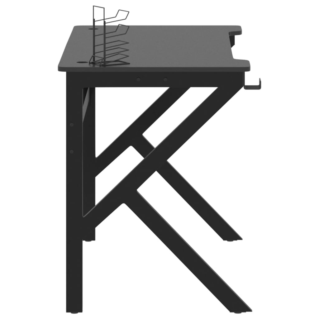 Birou de gaming cu picioare formă K, negru, 110x60x75 cm - Lando