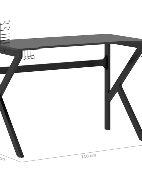 Încărcați imaginea în vizualizatorul Galerie, Birou de gaming cu picioare formă K, negru, 110x60x75 cm - Lando
