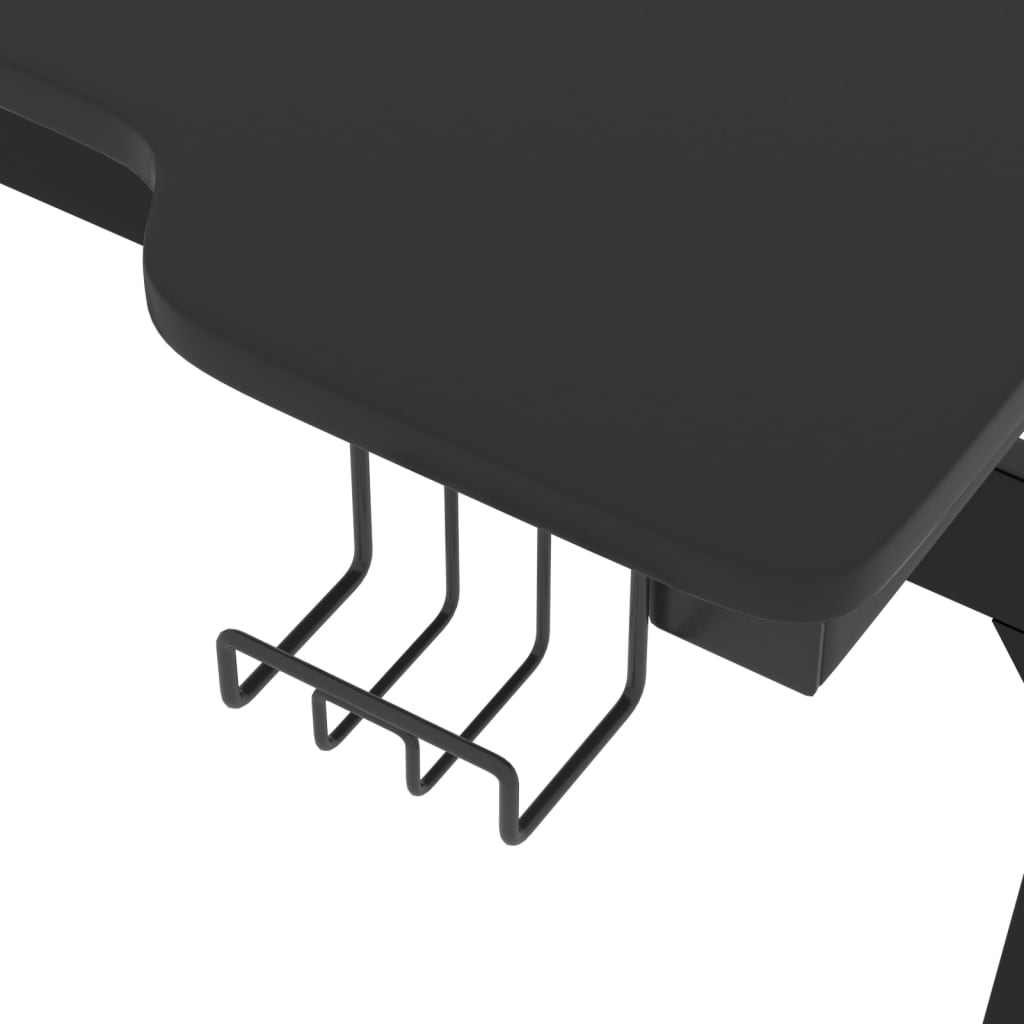 Birou de gaming LED cu picioare în formă de Z negru 90x60x75 cm - Lando