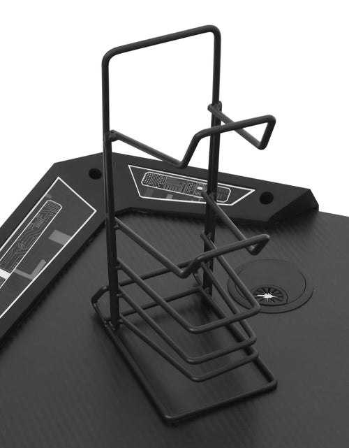 Încărcați imaginea în vizualizatorul Galerie, Birou de gaming cu picioare formă Y, negru, 110x60x75 cm, LED - Lando

