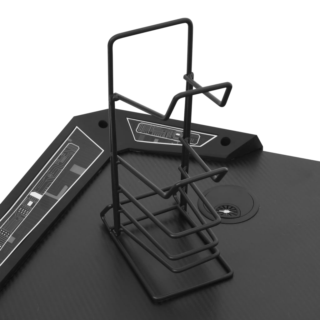 Birou de gaming cu picioare formă Y, negru, 110x60x75 cm, LED - Lando