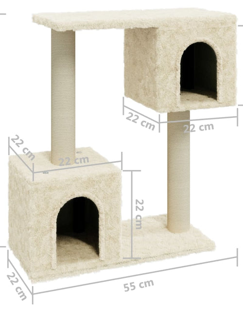 Încărcați imaginea în vizualizatorul Galerie, Ansamblu pisici cu stâlpi din funie de sisal, crem, 60 cm Lando - Lando
