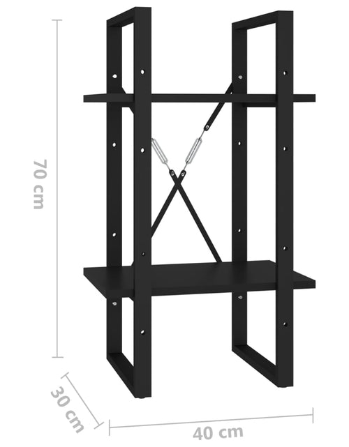 Загрузите изображение в средство просмотра галереи, Bibliotecă cu 2 rafturi, negru, 40x30x70 cm, PAL Lando - Lando
