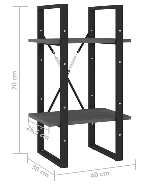 Încărcați imaginea în vizualizatorul Galerie, Bibliotecă cu 2 rafturi, gri, 40x30x70 cm, lemn masiv de pin Lando - Lando
