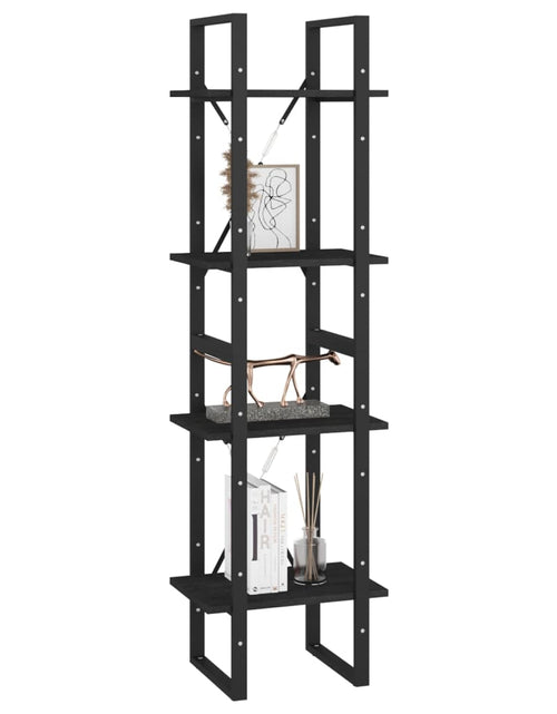 Încărcați imaginea în vizualizatorul Galerie, Bibliotecă cu 4 rafturi, negru, 40x30x140 cm, lemn masiv de pin Lando - Lando
