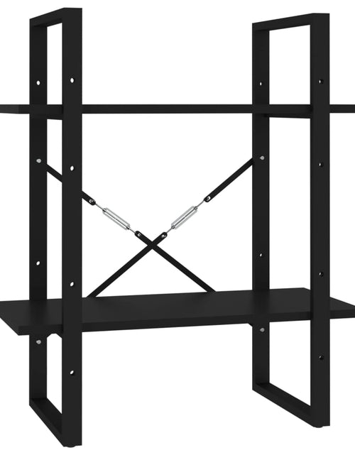 Încărcați imaginea în vizualizatorul Galerie, Bibliotecă cu 2 rafturi, negru, 60x30x70 cm, PAL Lando - Lando
