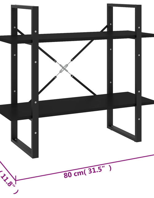 Загрузите изображение в средство просмотра галереи, Bibliotecă cu 2 rafturi, negru, 80x30x70 cm, PAL Lando - Lando
