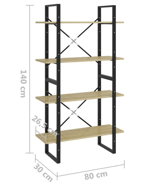 Загрузите изображение в средство просмотра галереи, Bibliotecă 4 rafturi stejar sonoma 80x30x140 cm lemn prelucrat Lando - Lando
