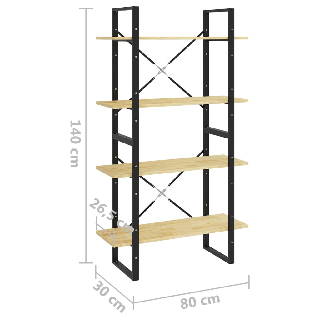 Bibliotecă cu 4 rafturi, 80x30x140 cm, lemn masiv de pin Lando - Lando