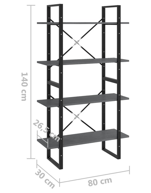 Загрузите изображение в средство просмотра галереи, Bibliotecă cu 4 rafturi, gri, 80x30x140 cm, lemn masiv de pin Lando - Lando
