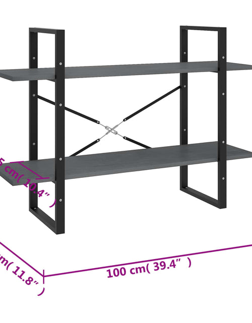 Загрузите изображение в средство просмотра галереи, Bibliotecă cu 2 rafturi, gri, 100x30x70 cm, lemn masiv de pin Lando - Lando
