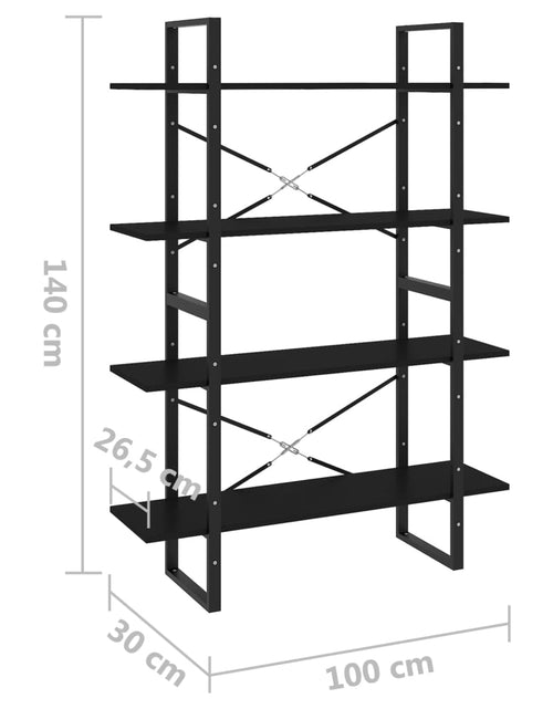 Încărcați imaginea în vizualizatorul Galerie, Bibliotecă cu 4 rafturi, negru, 100x30x140 cm, PAL Lando - Lando
