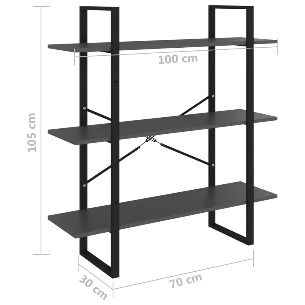 Bibliotecă, gri, 100x30x105 cm, PAL Lando - Lando