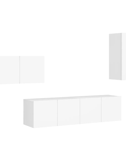 Încărcați imaginea în vizualizatorul Galerie, Set dulapuri TV, 4 piese, alb, lemn prelucrat Lando - Lando
