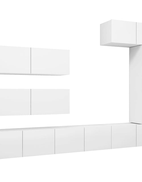 Încărcați imaginea în vizualizatorul Galerie, Set dulapuri TV, 7 piese, alb, lemn prelucrat - Lando
