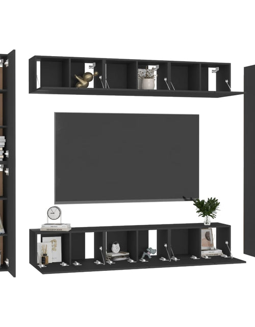 Încărcați imaginea în vizualizatorul Galerie, Set dulapuri TV, 10 piese, negru, lemn prelucrat Lando - Lando
