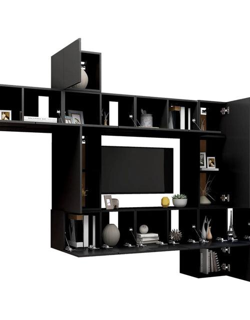 Încărcați imaginea în vizualizatorul Galerie, Set dulapuri TV, 10 piese, negru, lemn prelucrat
