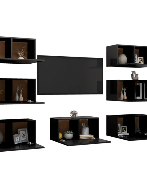 Încărcați imaginea în vizualizatorul Galerie, Dulapuri TV, 7 buc., negru, 30,5x30x60 cm, lemn prelucrat Lando - Lando
