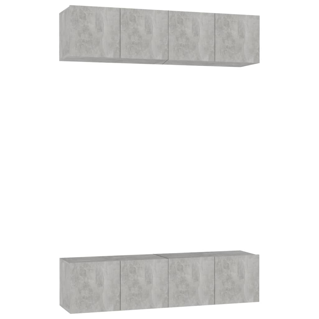 Dulapuri TV, 4 piese, gri beton, 60x30x30 cm, lemn prelucrat Lando - Lando