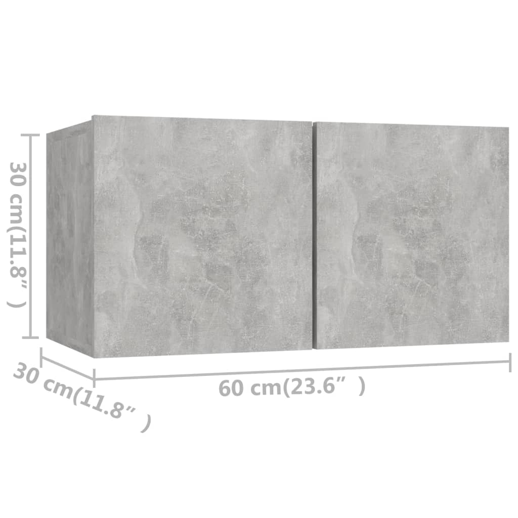 Dulapuri TV, 4 piese, gri beton, 60x30x30 cm, lemn prelucrat Lando - Lando